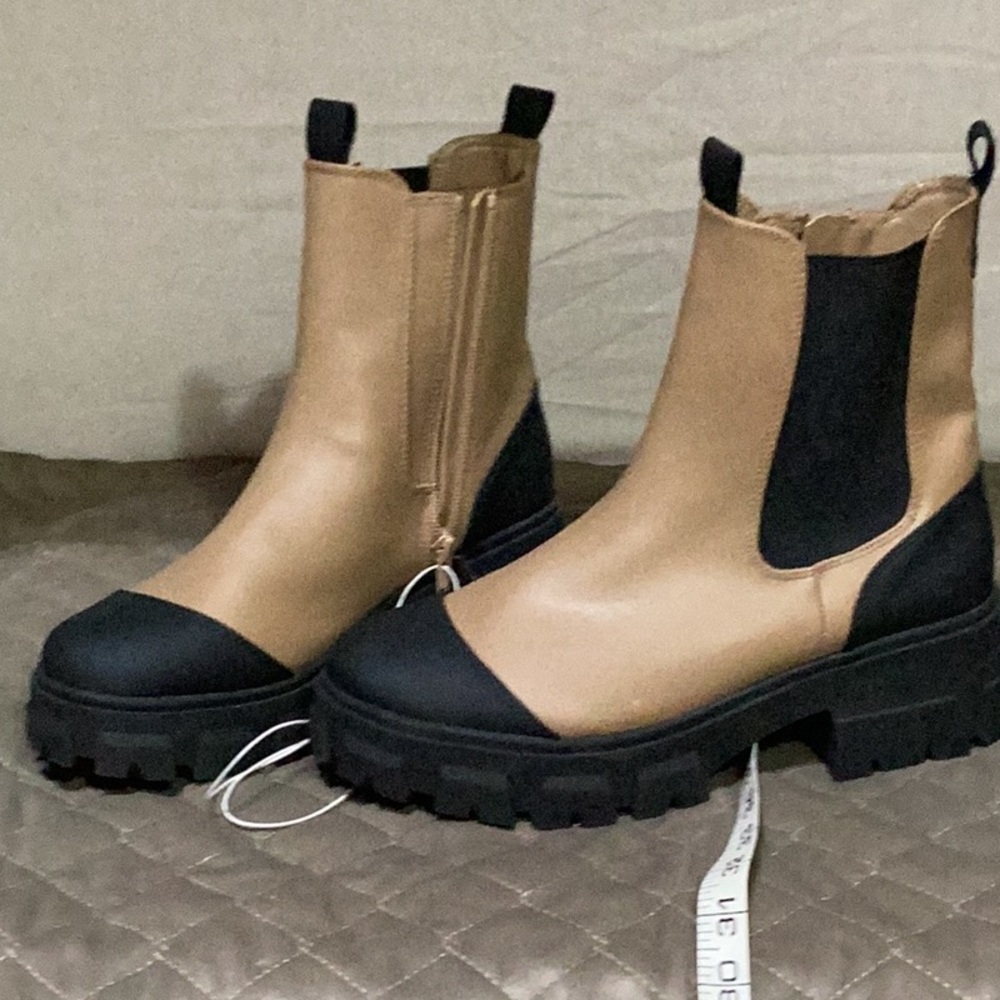 a new day Tan and Black Winter Boots
